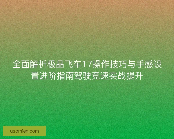 全面解析极品飞车17操作技巧与手感设置进阶指南驾驶竞速实战提升